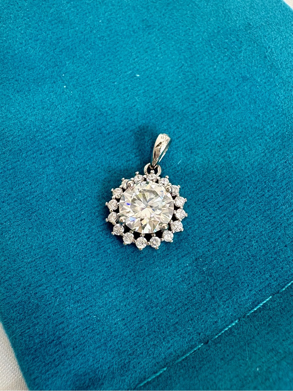 ✨ 2.0 CT Moissanite Halo Pendant Necklace | 925 Sterling Silver | 18” Chain ✨